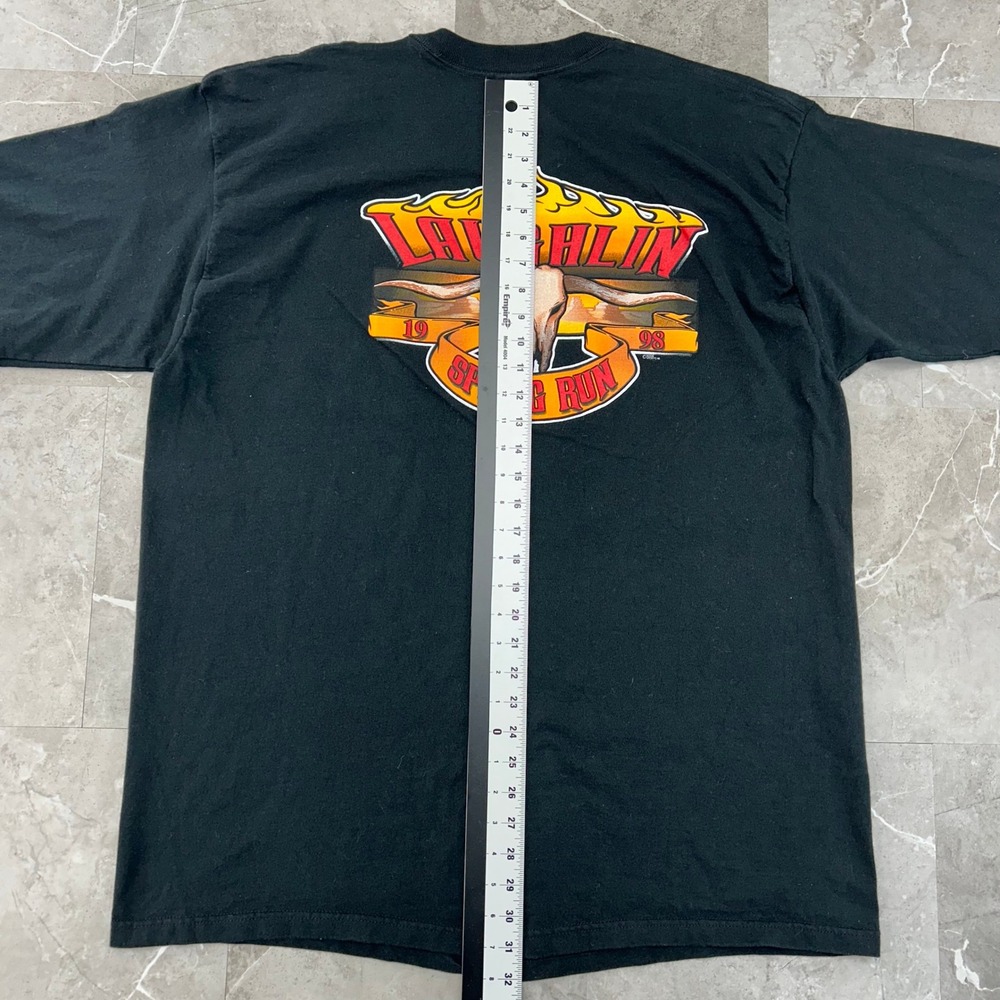 90s Vintage Biker Graphic Tee Mens 2XL Laughlin Spring Run Longhorn Nevada‎ - Picture 8 of 9